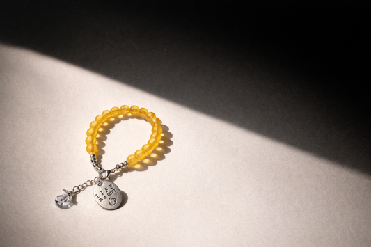 Summer Orange "Life Is a Gift" Bracelet with Charm - Silver