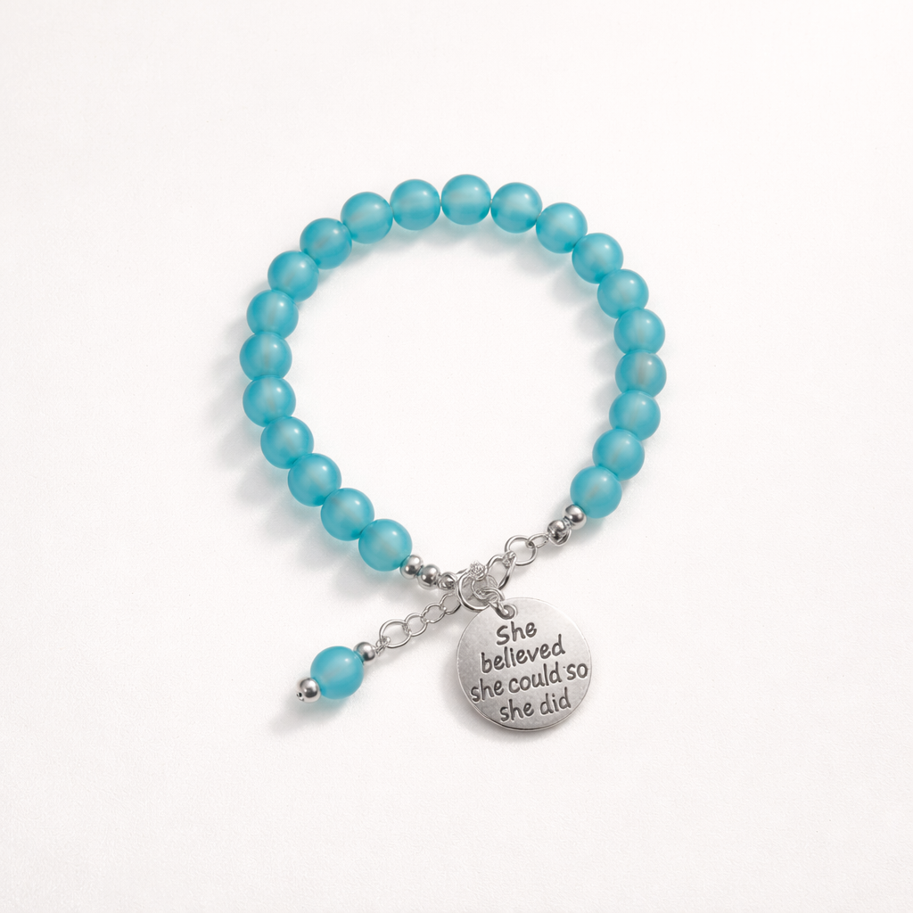 She Believed She Could Charm Ocean Blue Bracelet Silver