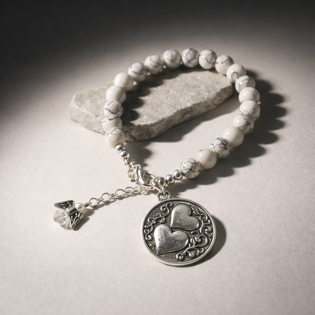 A Sister Is Someone To Dream, Cry, Sing, Laugh With - Howlite Bracelet - Silver