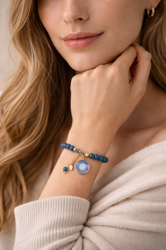 Cosmic Blue Bracelet with Cosmic Blue Planet Charm - Gold
