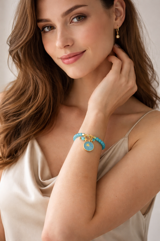 Cosmic Turquoise Single Bracelet - Gold