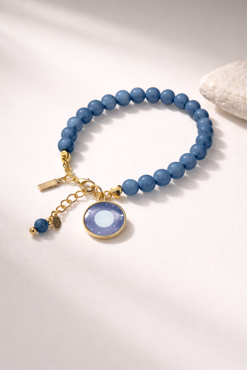 Cosmic Blue Bracelet with Cosmic Blue Planet Charm - Gold