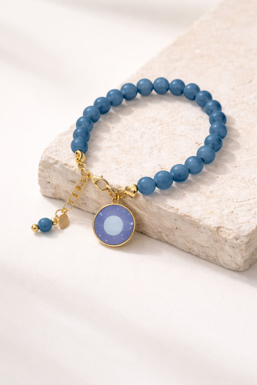 Cosmic Blue Bracelet with Cosmic Blue Planet Charm - Gold