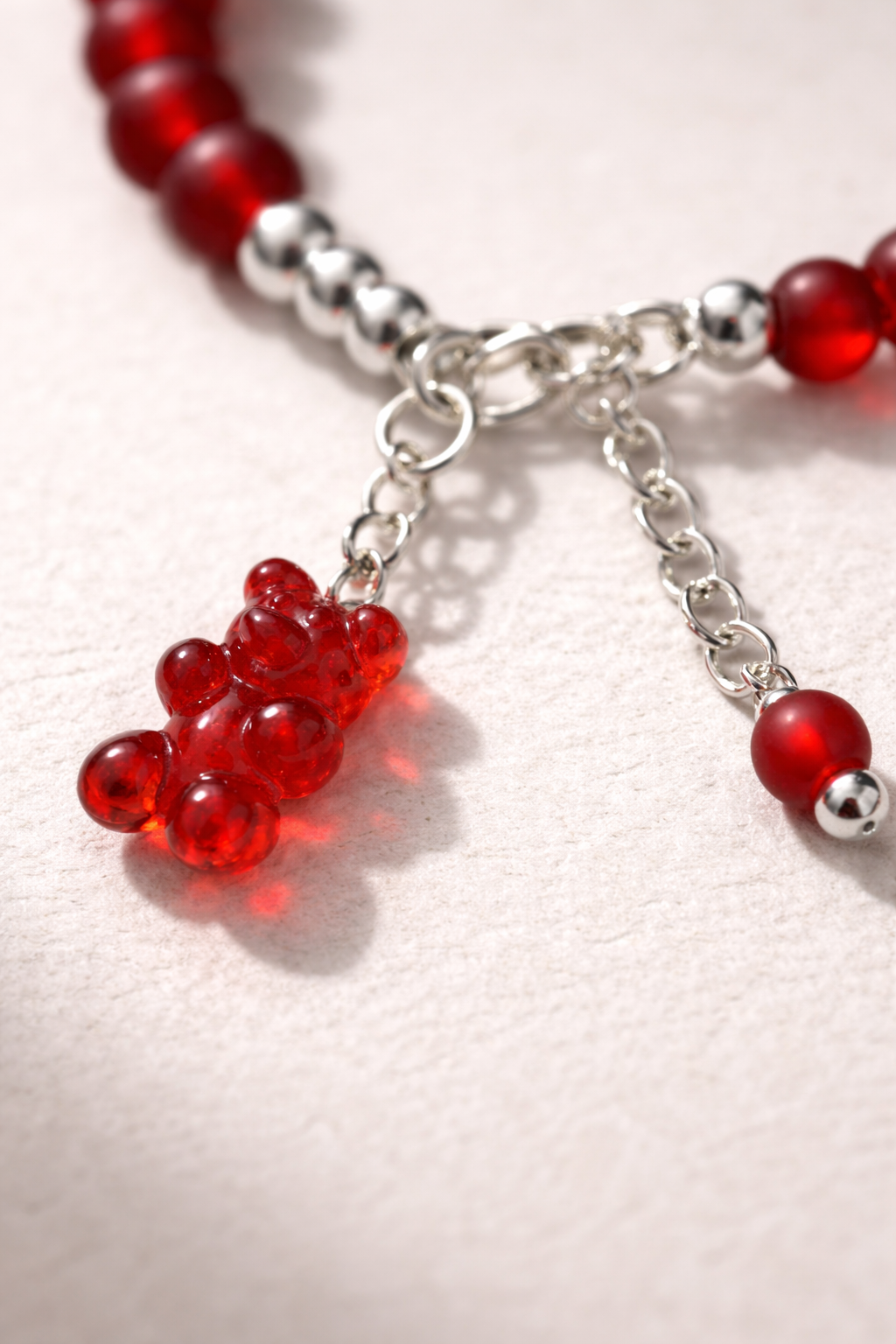 Red Bracelet with Haribo Charm - Silver