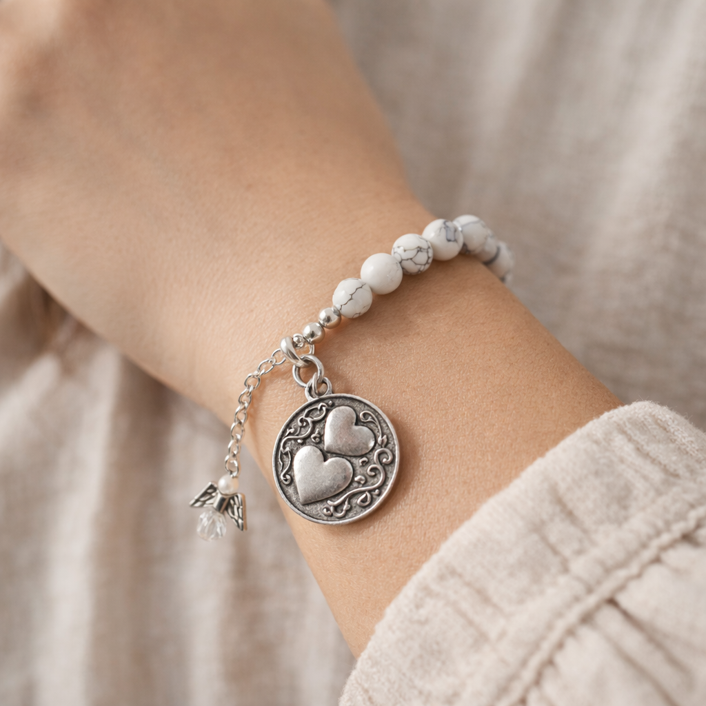 A Sister Is Someone To Dream, Cry, Sing, Laugh With - Howlite Bracelet - Silver