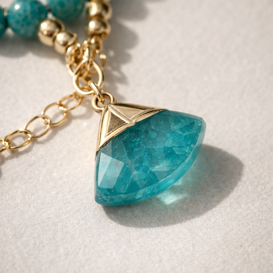 Turquoise Bracelet with Charm - Gold