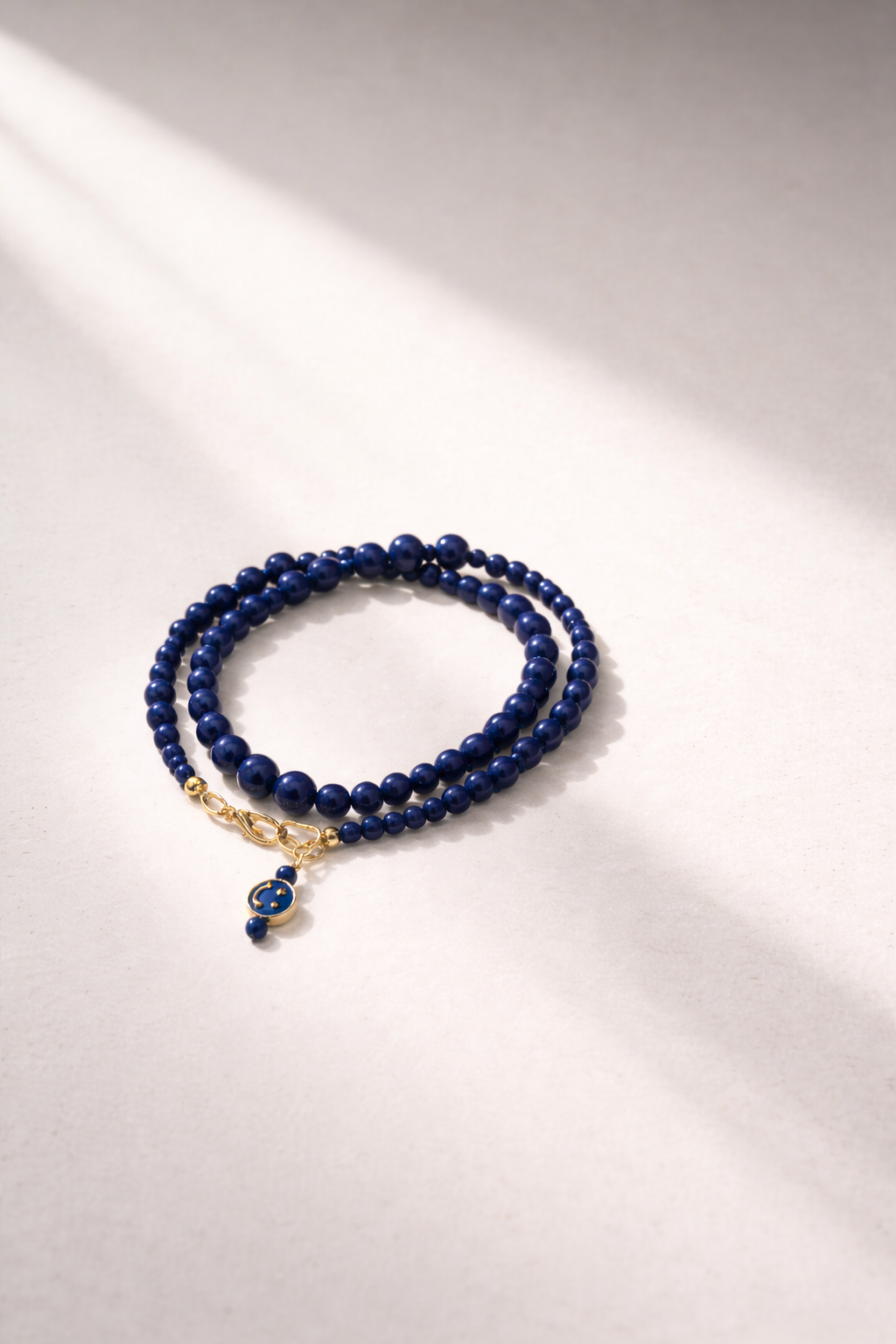 Blue Magnesite Double Bracelet - Gold