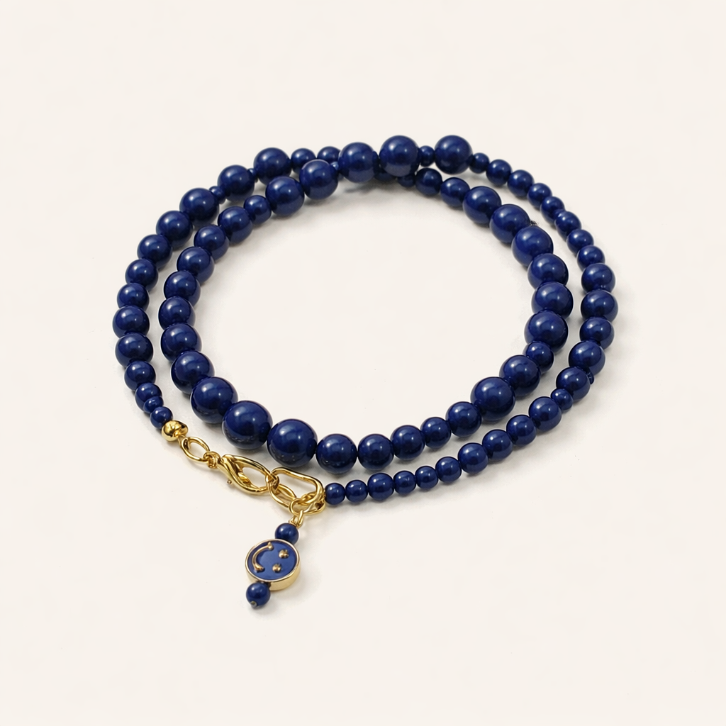 Blue Magnesite Double Bracelet - Gold
