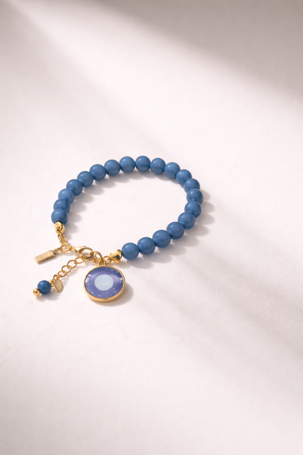 Cosmic Blue Bracelet with Cosmic Blue Planet Charm - Gold