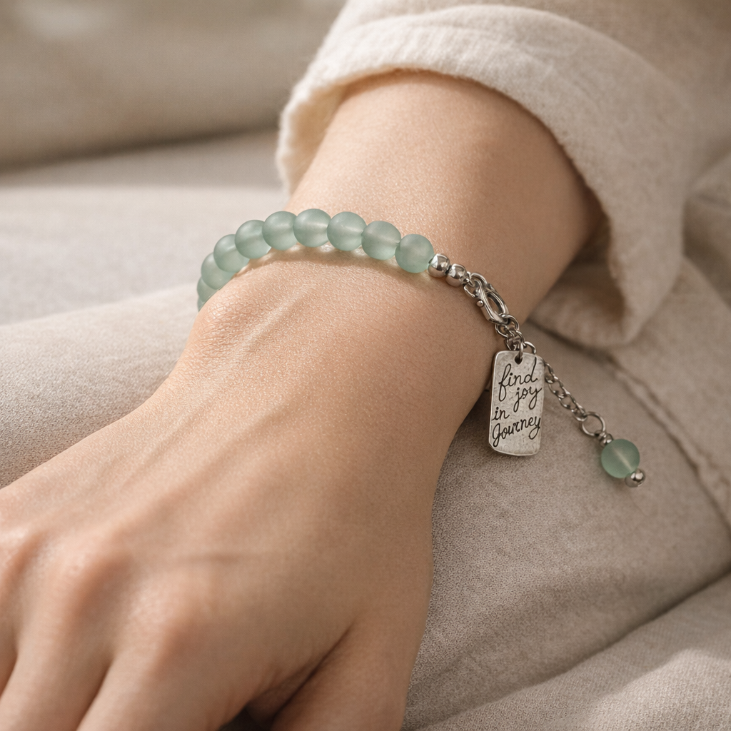 Find Joy In The Journey - Green Bracelet - Silver