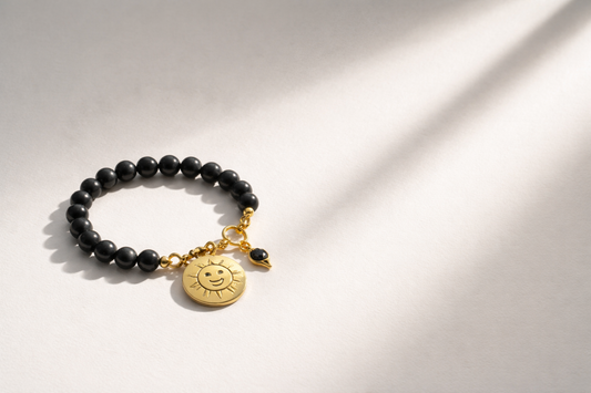 You Are My Sunshine - Lava Stone Bracelet - Silver