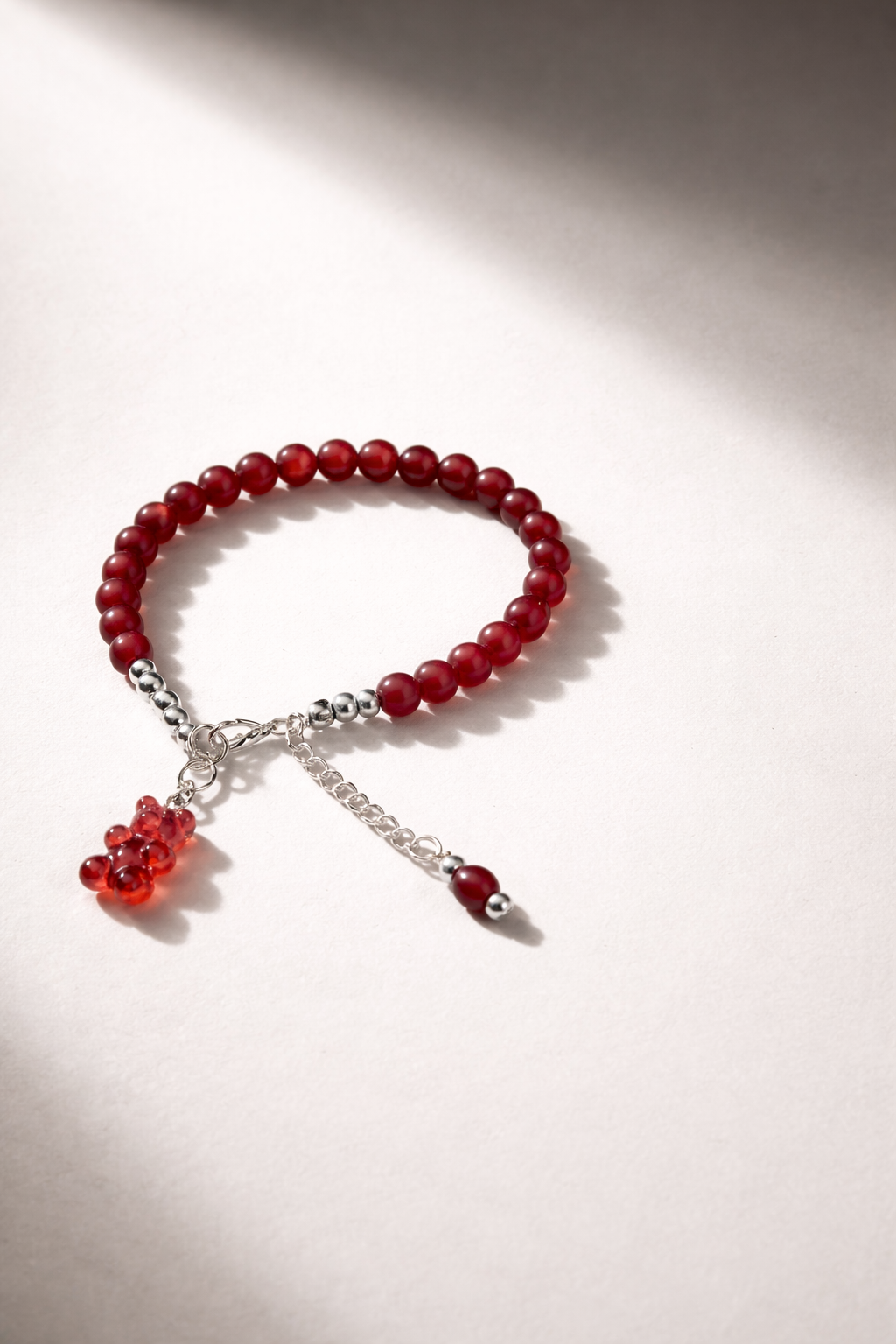 Red Bracelet with Haribo Charm - Silver