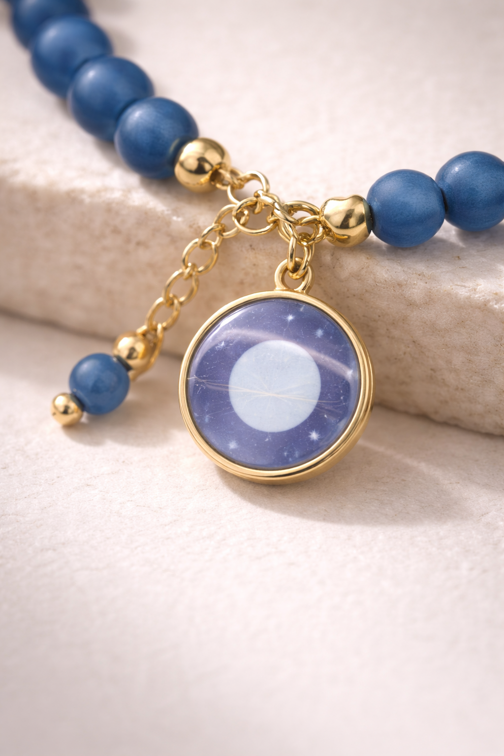 Cosmic Blue Bracelet with Cosmic Blue Planet Charm - Gold