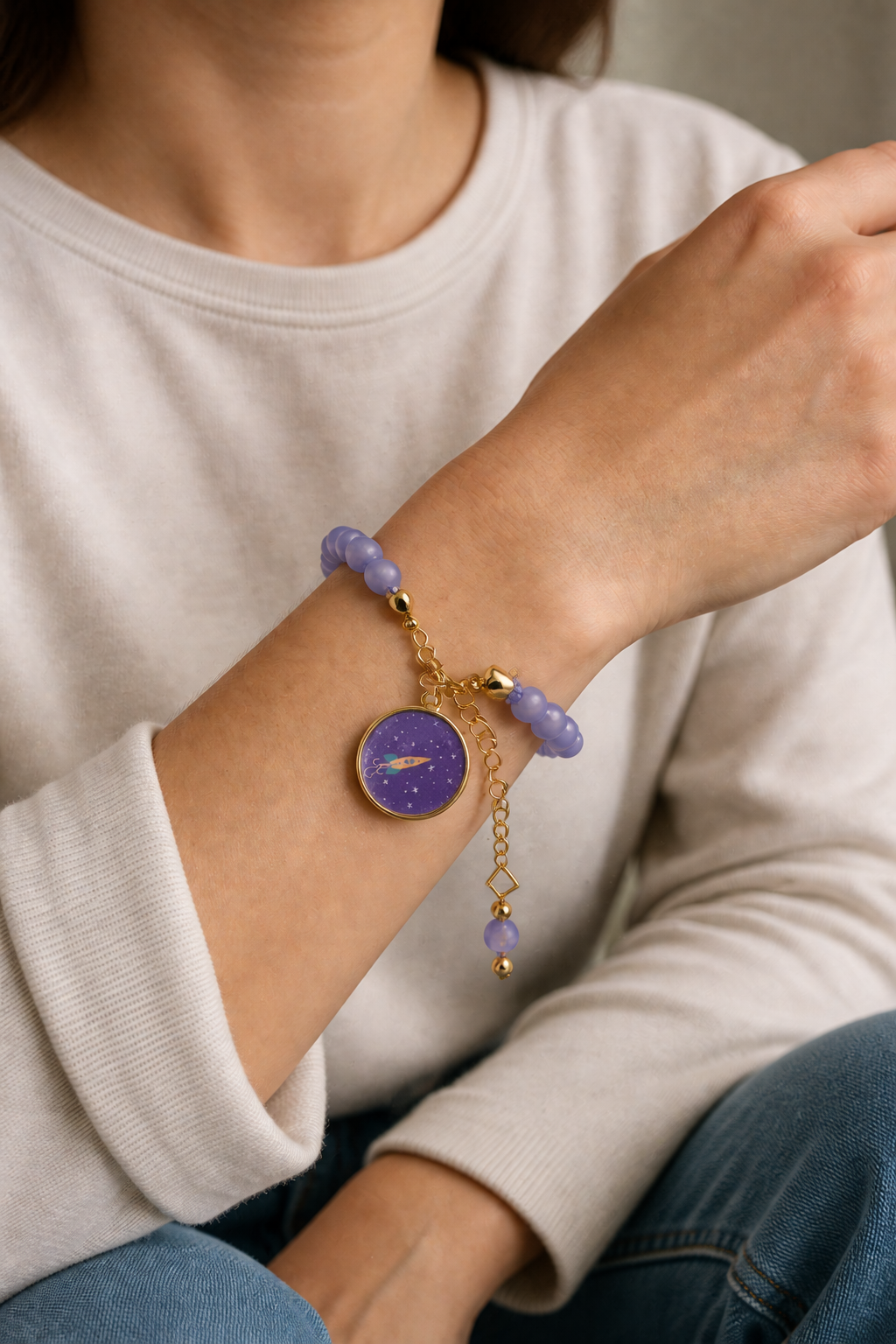 Cosmic Purple Single Bracelet - Gold