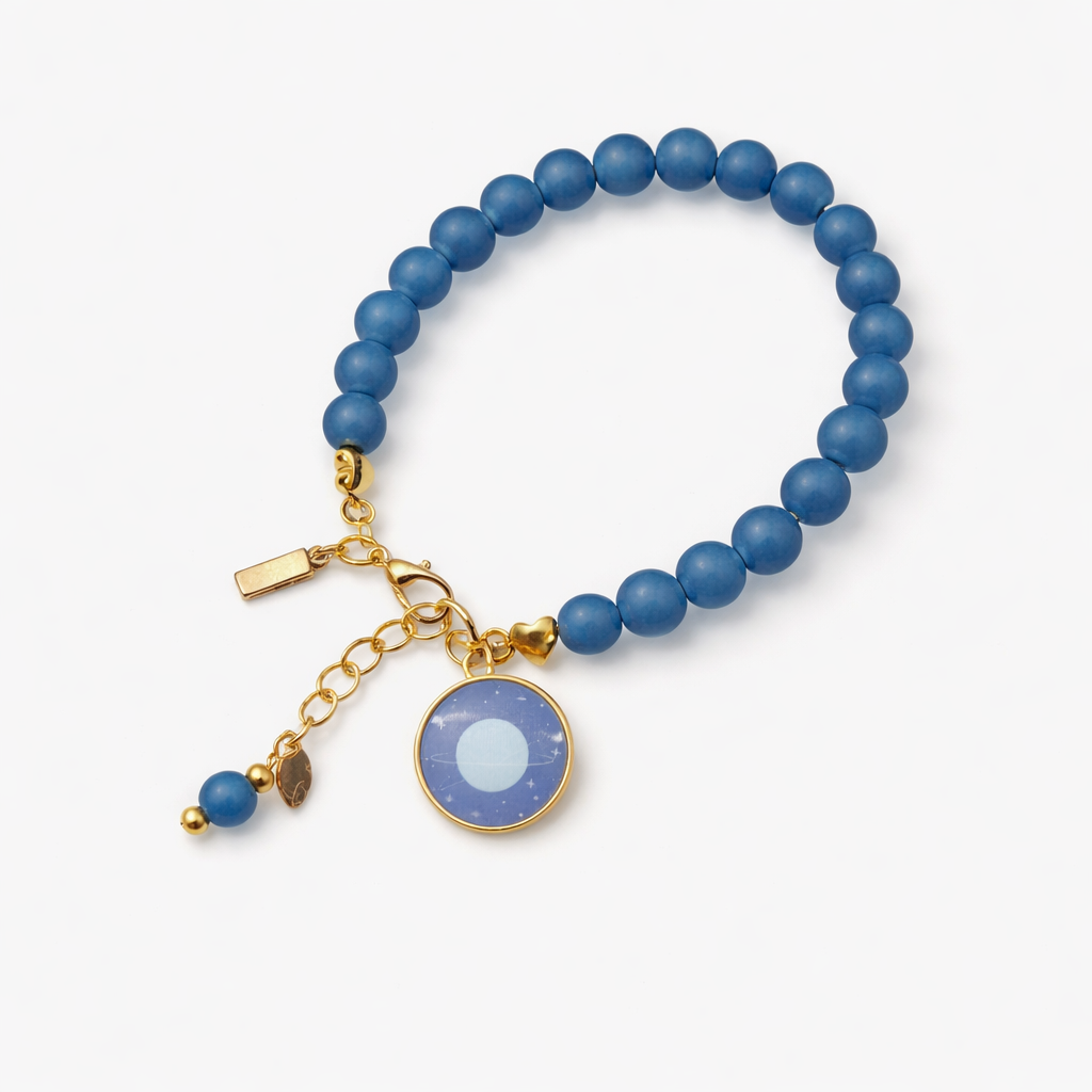 Cosmic Blue Bracelet with Cosmic Blue Planet Charm - Gold