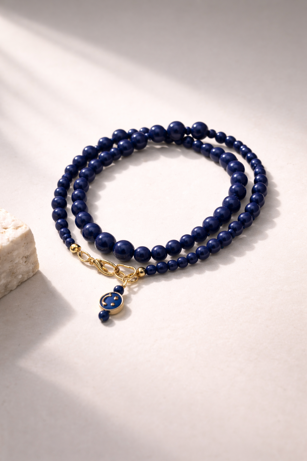 Blue Magnesite Double Bracelet - Gold