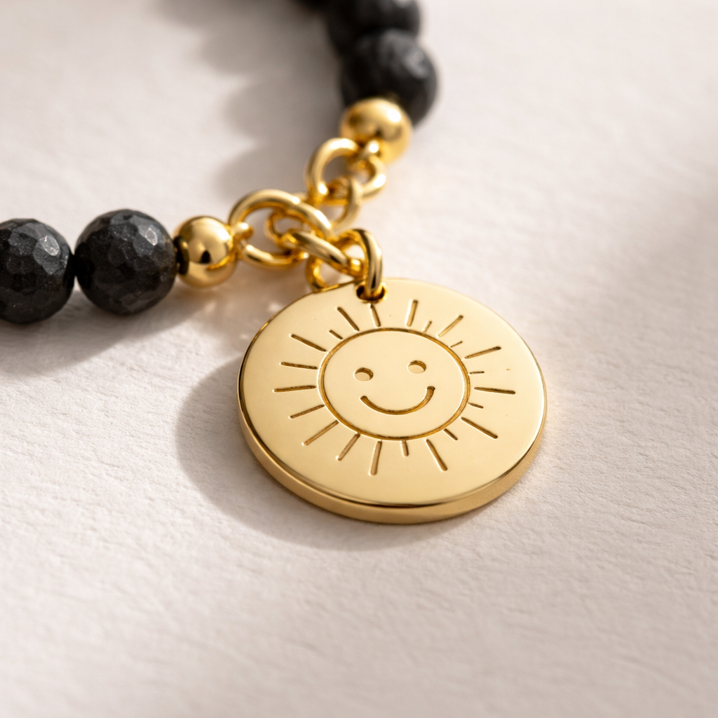 You Are My Sunshine - Lava Stone Bracelet - Silver