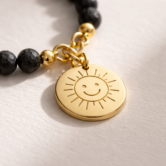 You Are My Sunshine - Lava Stone Bracelet - Silver
