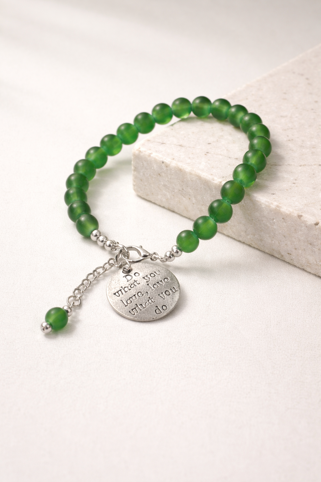 Do What You Love - Emerald Green Bracelet - Silver