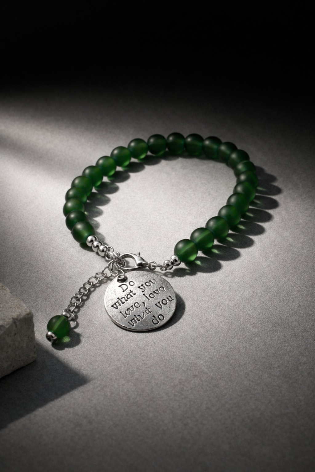 Do What You Love - Emerald Green Bracelet - Silver