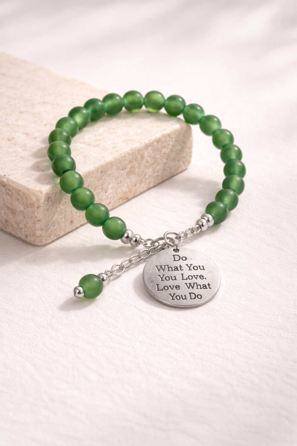 Do What You Love - Emerald Green Bracelet - Silver