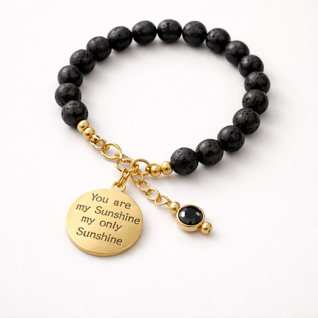 You Are My Sunshine - Lava Stone Bracelet - Silver