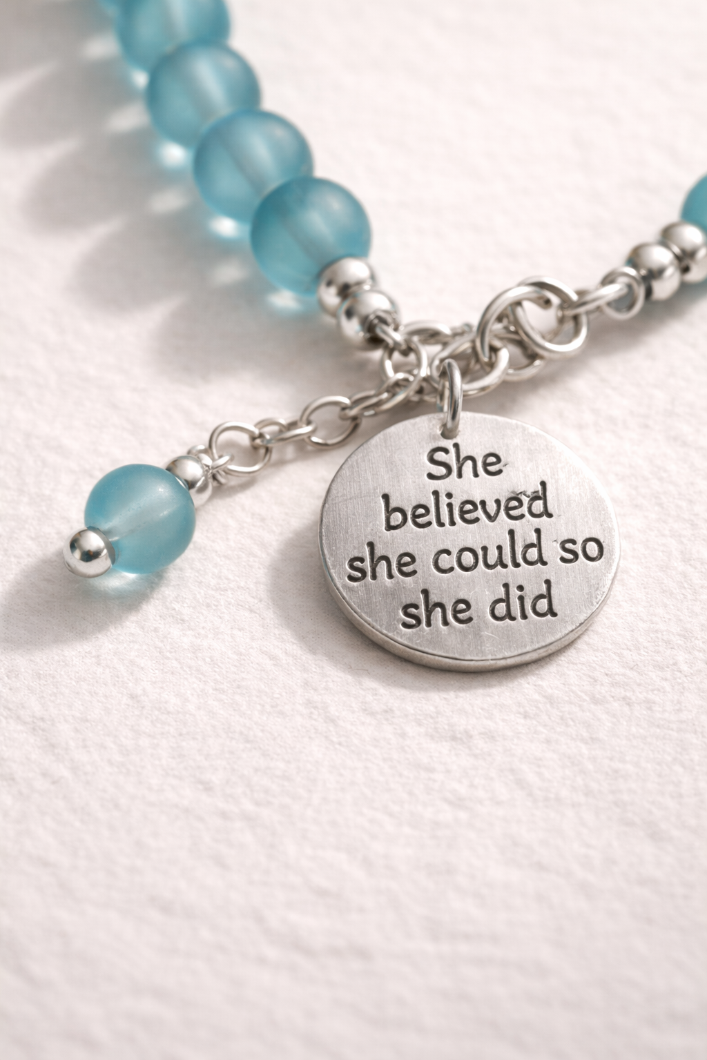 She Believed She Could Charm Ocean Blue Bracelet Silver