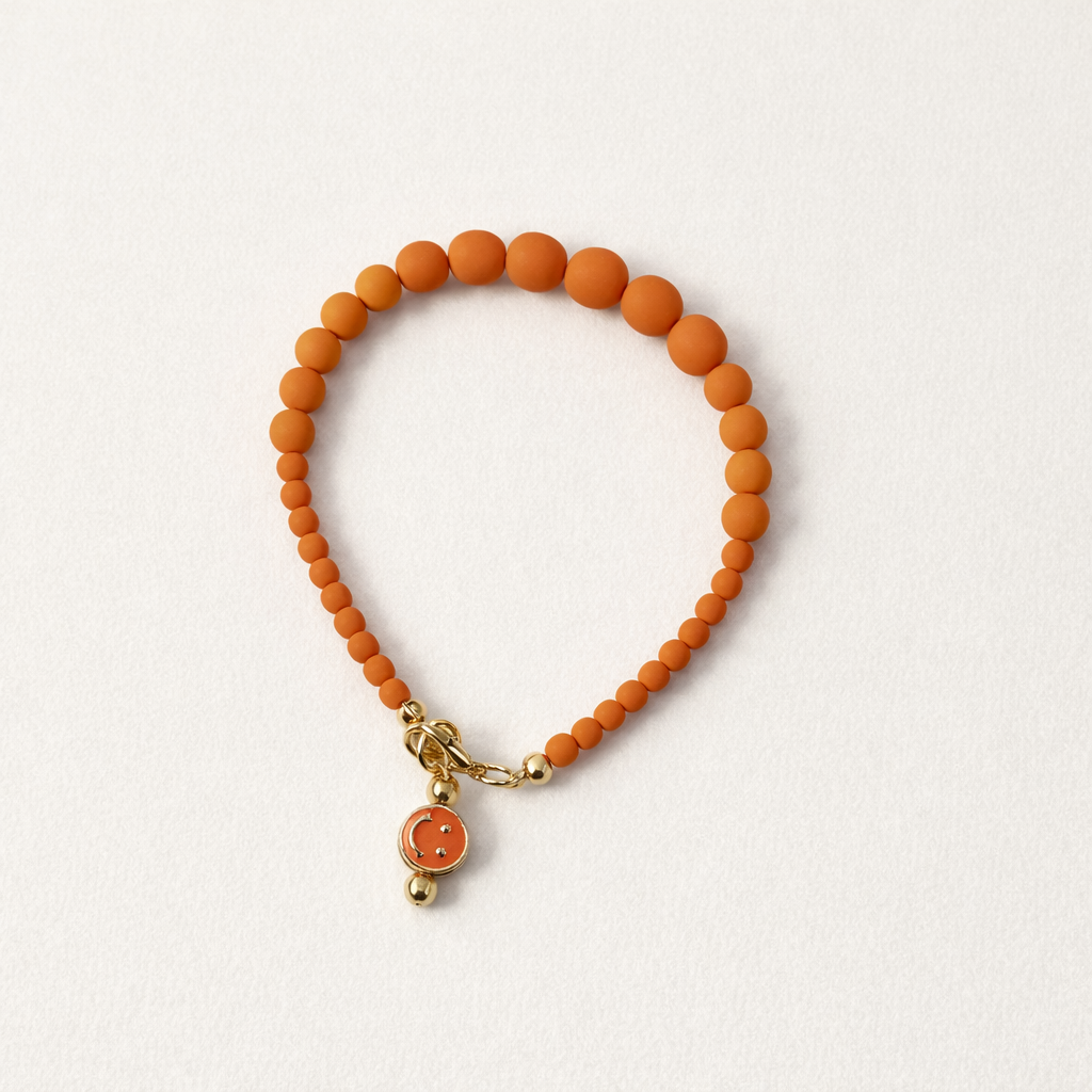 Cosmic Orange Bracelet with Charm - Gold