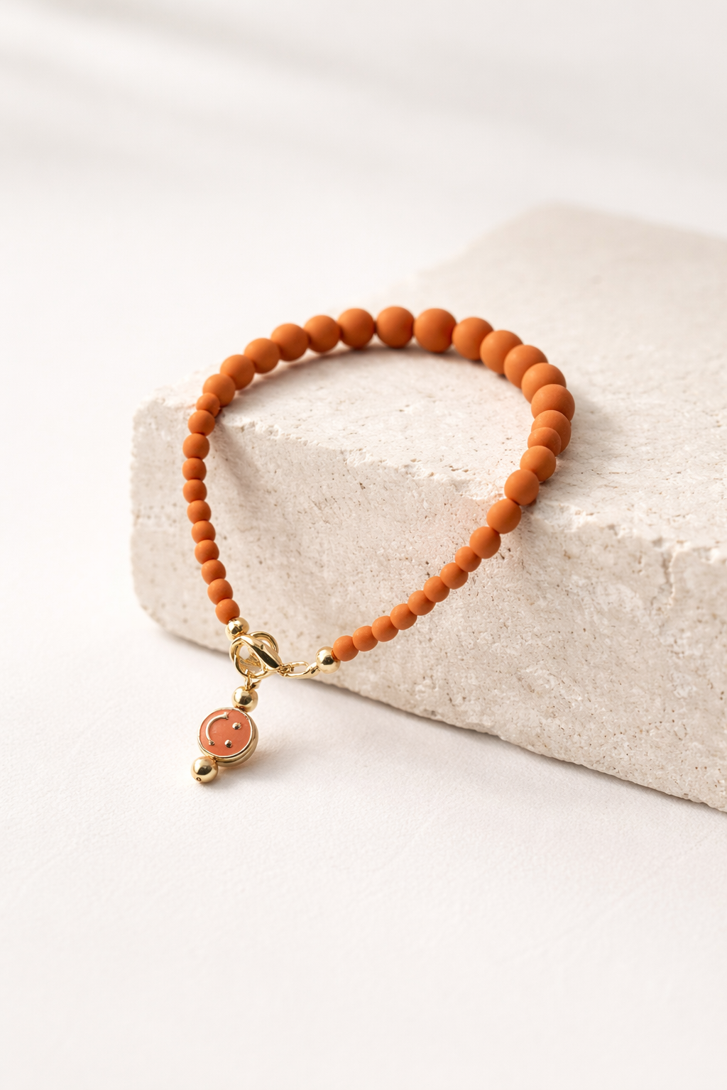 Cosmic Orange Bracelet with Charm - Gold